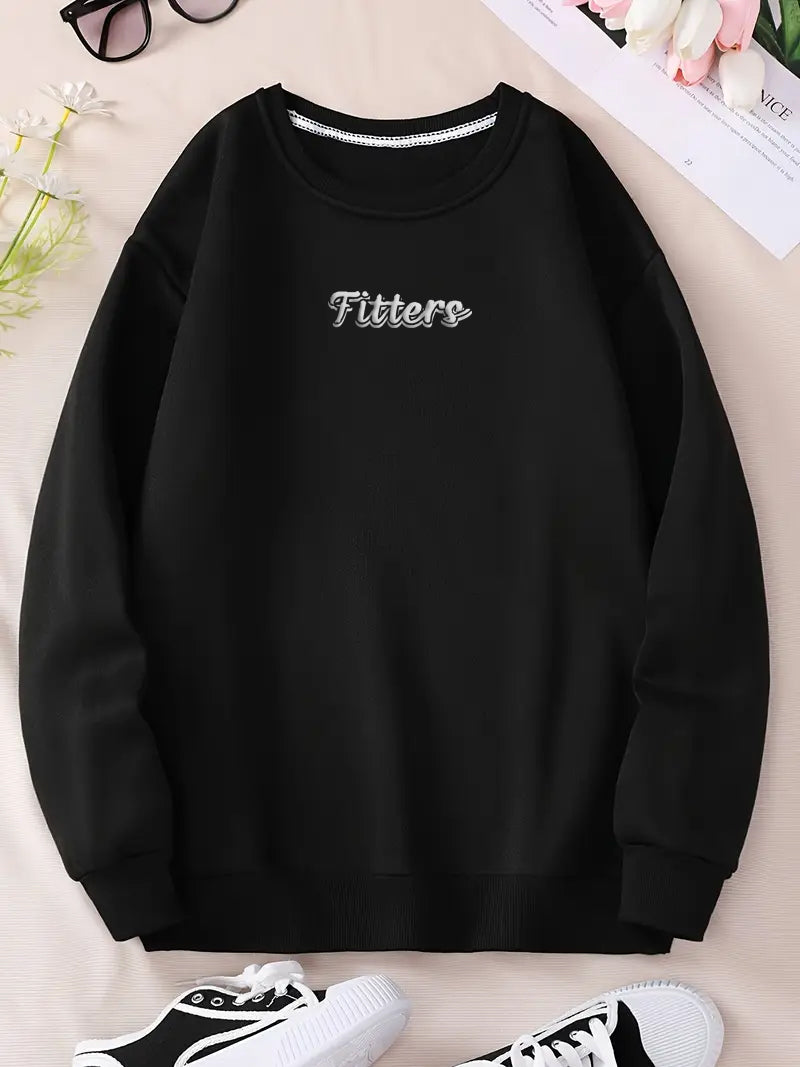 Women's Winter Casual Long Sleeve Crew Neck Sweatshirt, Black Shirt 🖤👕